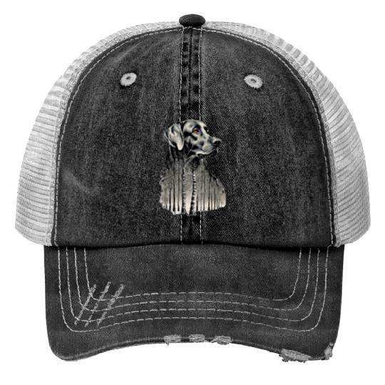 Funny black labrador charcoal drawing Trucker Hats