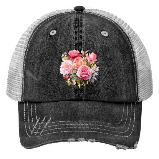 Nature's Artistic Elegance English Rose Tapestry Trucker Hats