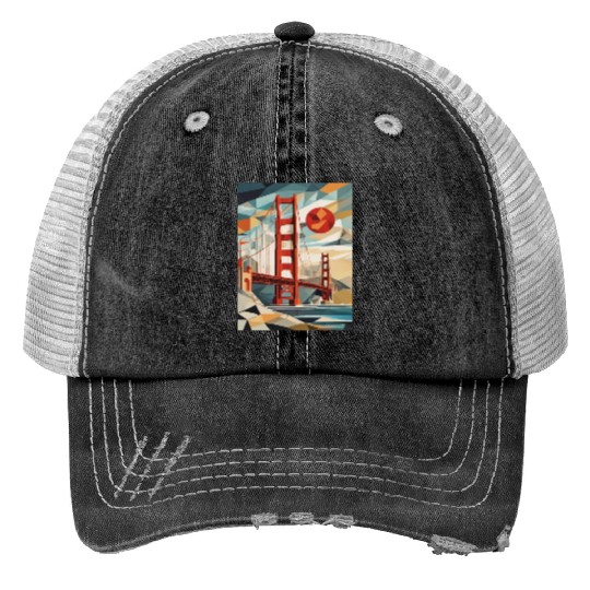 Golden Gate Bridge California Trucker Hats, Golden Gate