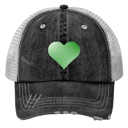 Green Cute Heart Icon Trucker Hats