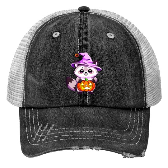 Cute Halloween raccoon Trucker Hats