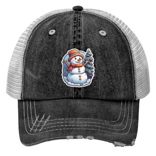 Happy snowman Trucker Hats