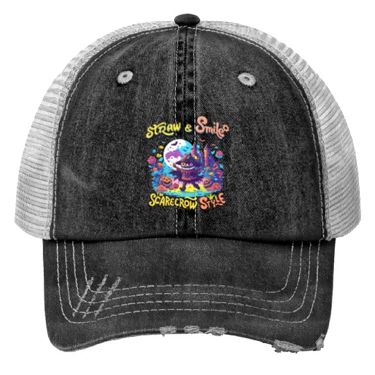 Straw & Smile The Scarecrow Funny Cute Halloween Trucker Hats