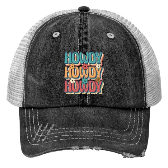 Groovy Howdy Rodeo Western Country Southern Cowgir Trucker Hats