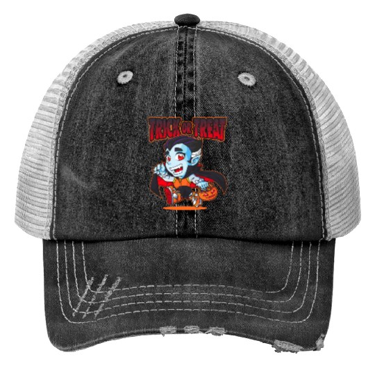 Halloween Trick or Treat Vampire Trucker Hats
