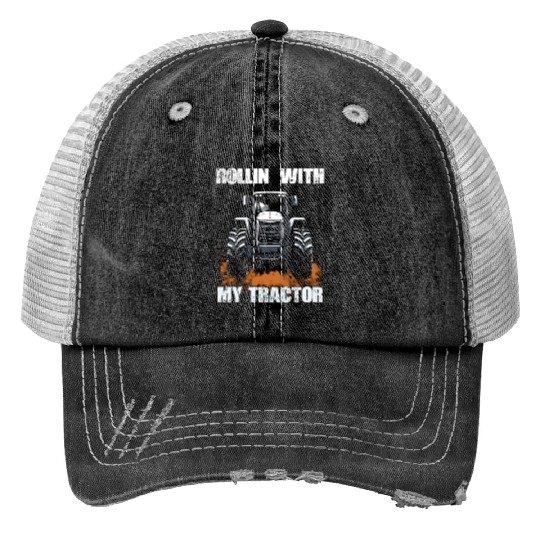 Rollin' With My Tractor Farmer Gift Agriculture Trucker Hats