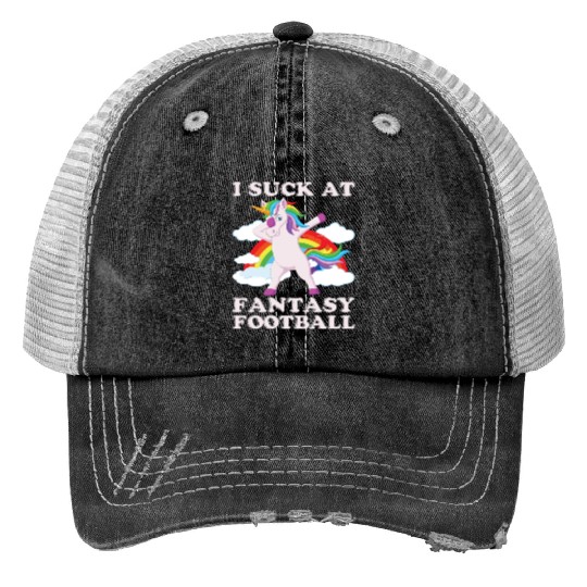 I suck at fantasy football dabbing unicorn funny Trucker Hats