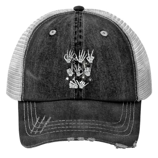 Skeleton Hand Trucker Hats