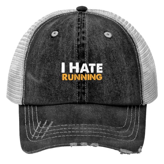 Mens I Hate Running Trucker Hats Funny Sarcastic