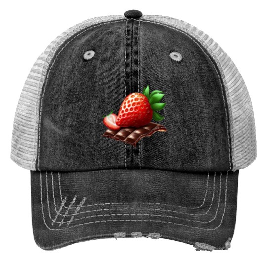 Sweet Temptation: Strawberry Meets Dark Chocolate Trucker Hats