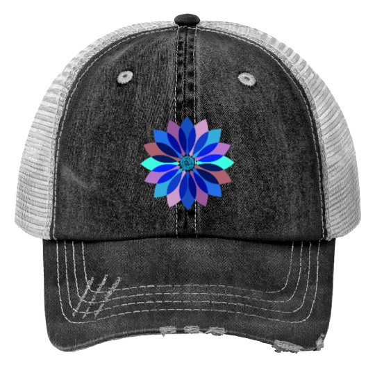 Neon Floral Mandala Trucker Hats