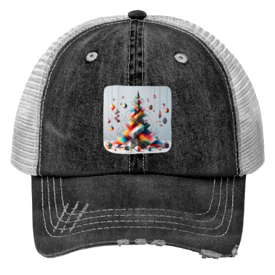 Geometric Christmas tree Trucker Hats