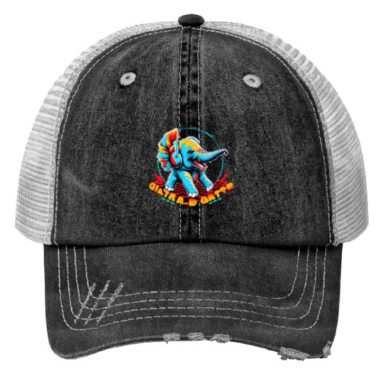Colorful elephant face Trucker Hats