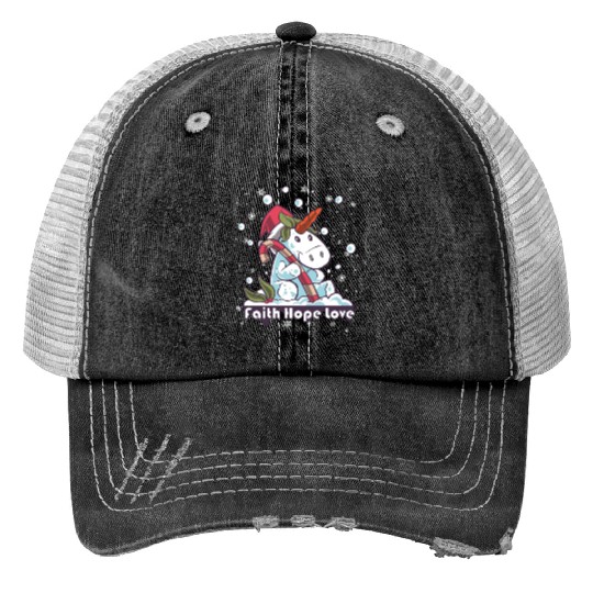 Faith Hope Love Religious Family Christmas Trucker Hats