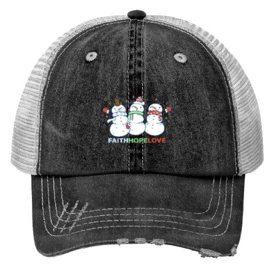 Religious Family Faith Hope Love Christmas Trucker Hats