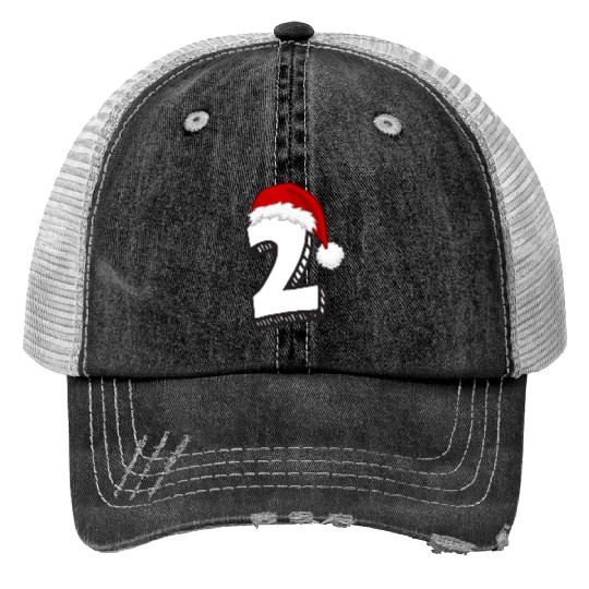 Number 2 Second Birthday - Christmas Two Trucker Hats