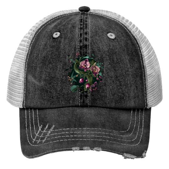 Orchid Inspired Flower Plant Lover Funny Gardening Trucker Hats