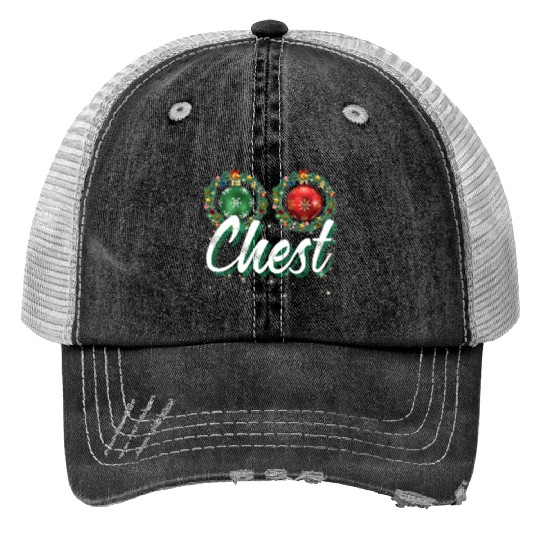 Chest Nuts Christmas Couple Funny Matching Trucker Hats