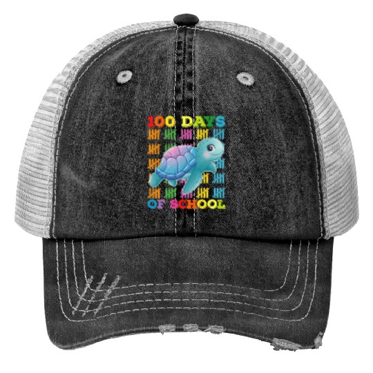 100 Days Of School Turtle Teacher Student Trucker Hats
