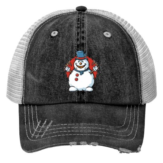 frosty snowman creepy Trucker Hats