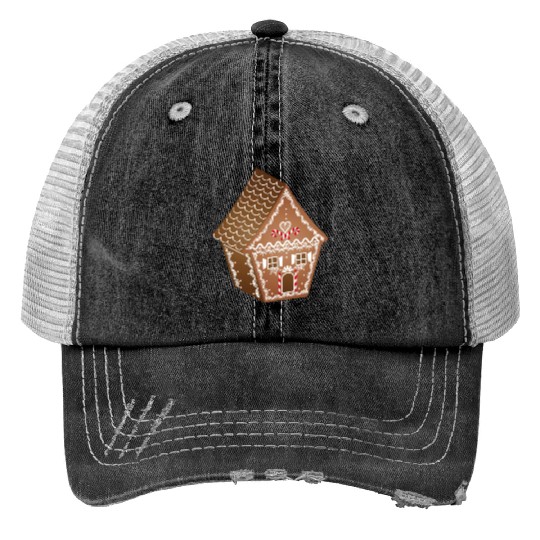 beautifully decorated gingerbread house for XMAS Trucker Hats