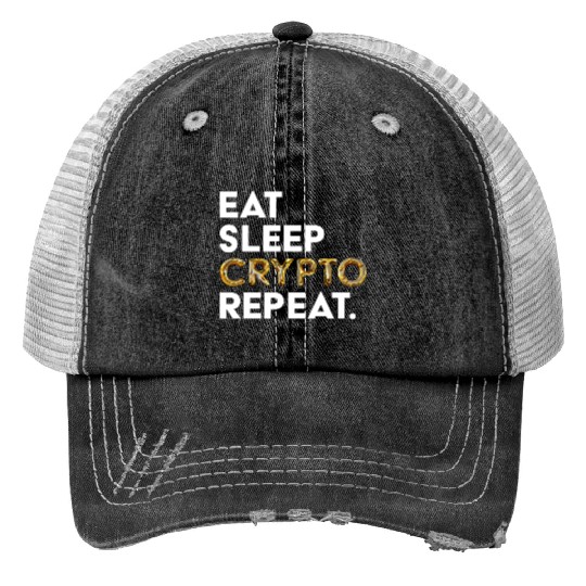 Eat sleep crypto GOLD Trucker Hats