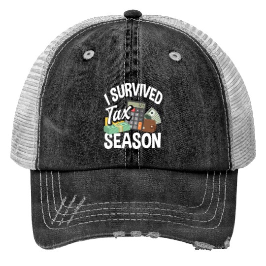 I Survived Tax Season Funny Accountant Gift Trucker Hats