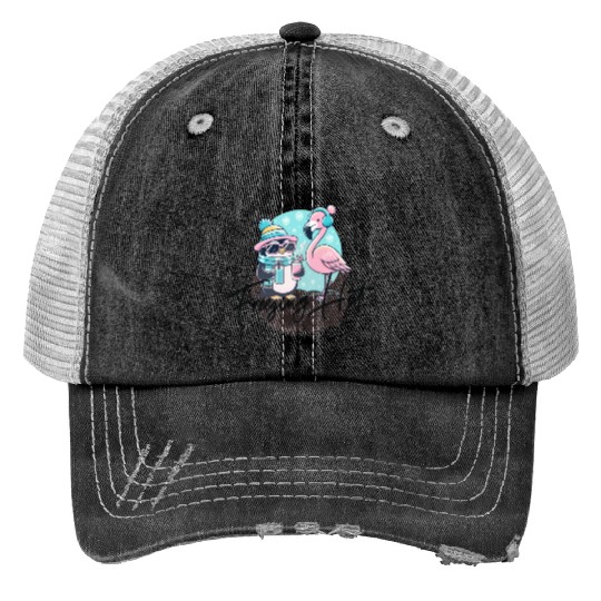 Flamingo & Penguin Freezing Hot Christmas Fun Trucker Hats
