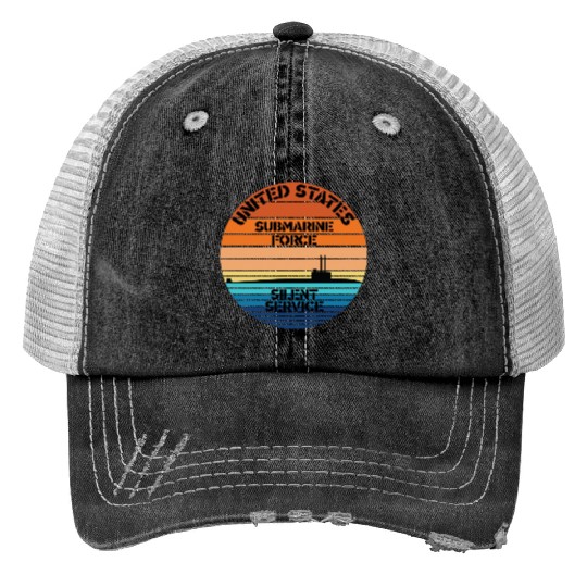 Sunset Us Submarine Force Silent Service Trucker Hats