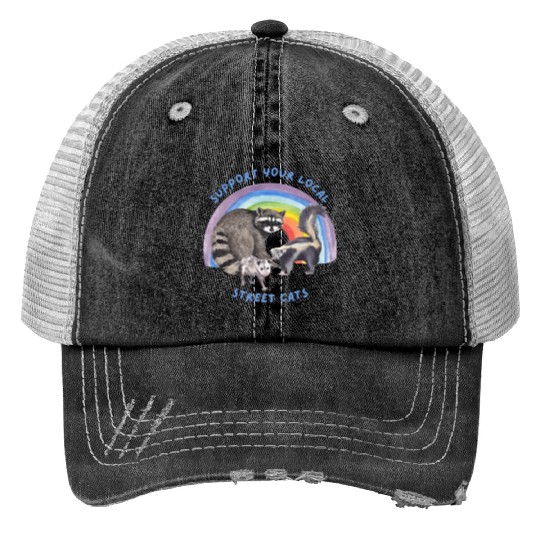 Support Your Local Funny Cats Trash Racoon Opossum Trucker Hats