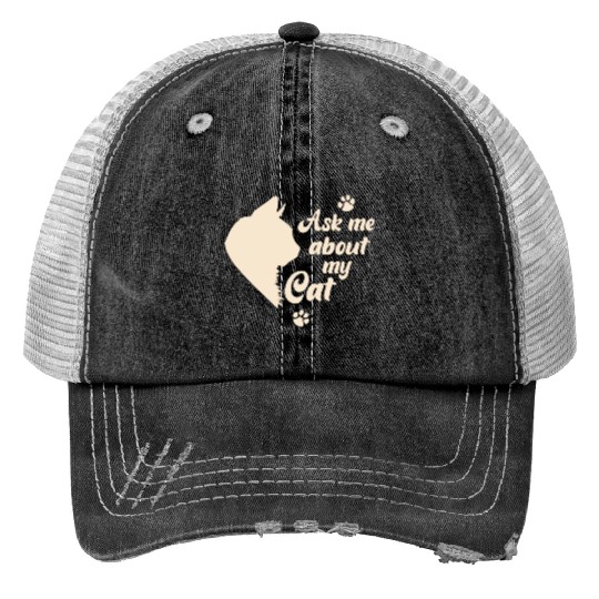Ask Me About My Cat Lover Mom Gift Trucker Hats