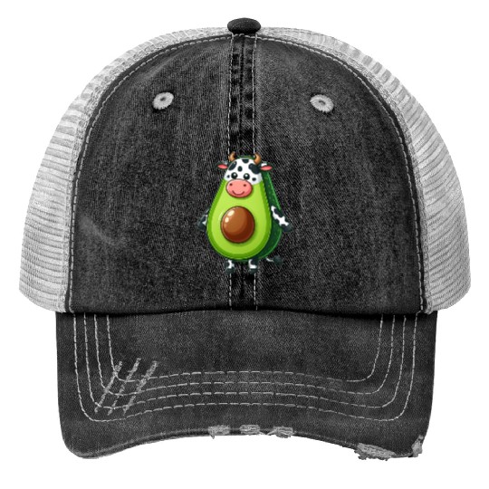 Avocado cow Trucker Hats