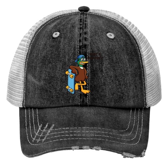 What's Poppin Duck Skaterboy Skateboardkid Trucker Hats
