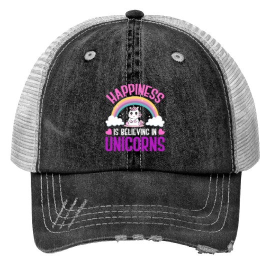 Happiness Is Believing In Unicorns Trucker Hats