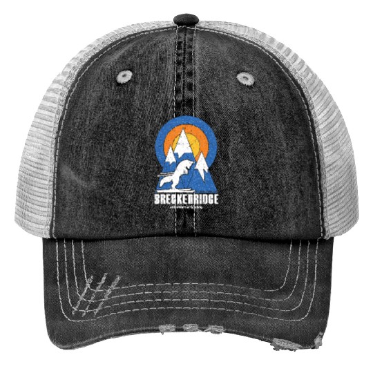 Retro Breckenridge Ski White Fox Trucker Hats