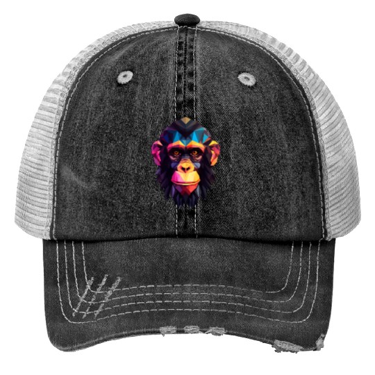 Geometric Style Chimpanzee Trucker Hats