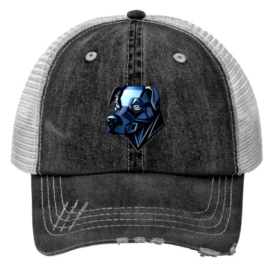 Dog Doberman Pinscher - Blue Polygons Trucker Hats