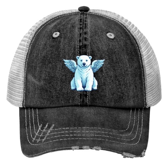 Bear Polar Bear Angel Wings Trucker Hats