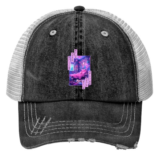 Vaporwave Japanese Pastel Aesthetic Soft Anime Ret Trucker Hats