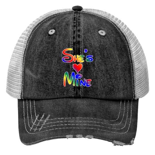 LGBT Pride I'm Her She's Mine Lesbian Couple Love Trucker Hats