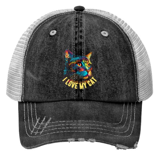I Love My Cat Trucker Hats