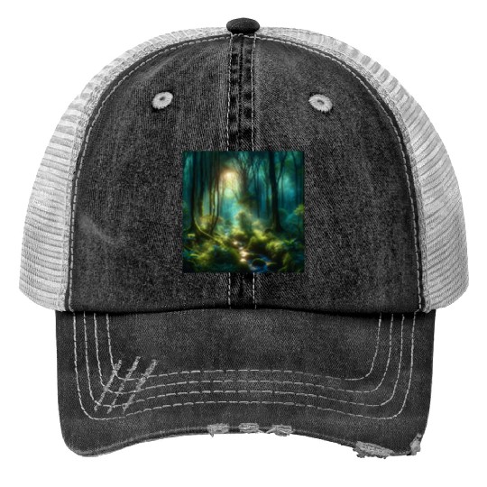 Twilight Enchantment A Mystical Forest Scene Trucker Hats