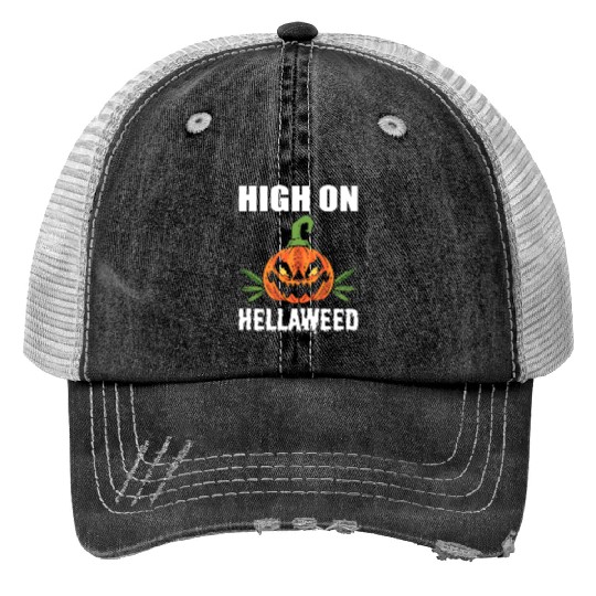 High On Hellaweed Gangster Gift Trucker Hats