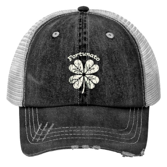 Fortunato Emblem Distressed Four-Leaf Trucker Hats