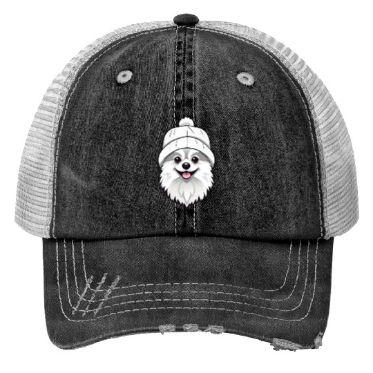 Cute Pomeranian with hat Trucker Hats