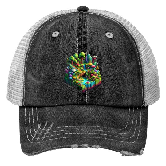 Voxel Enchanted Forest Trucker Hats