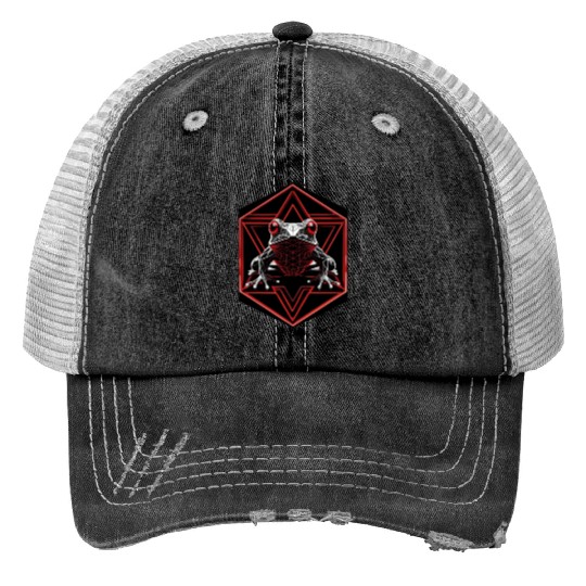 GEOMETRIC RED FROG Trucker Hats