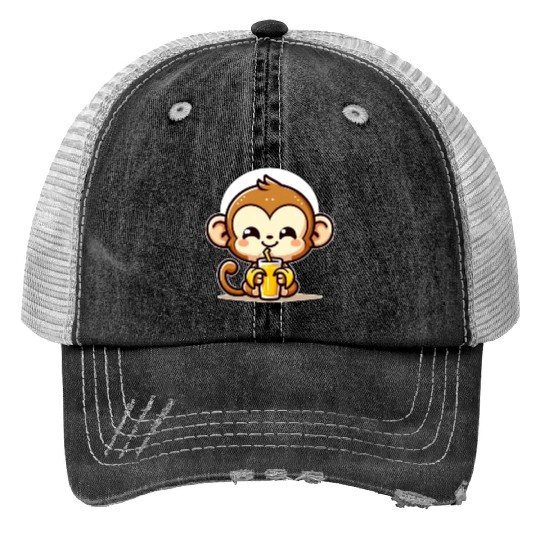 Monkey Business: Banana Juice Break Trucker Hats