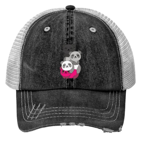 Gynephilia Flag Pride Lgbtq Cute Panda Trucker Hats