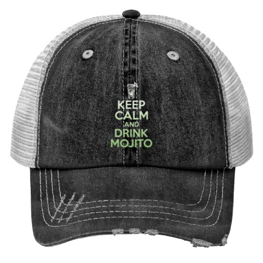 Keep Calm And Drink Mojito Trucker Hats - Funny Rum